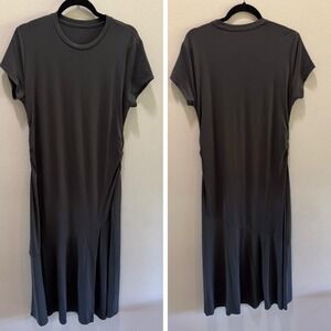 OGL Move Short Sleeve Maxi Dress Women's 2XL Gray Ruched Side Stretch (1290)